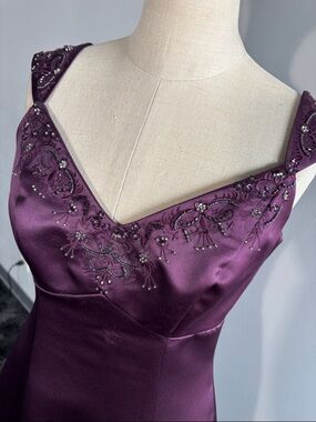 Jordan Purple Satin Embellished V-Neck Dress